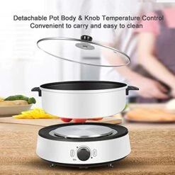 Multifunctional Split Electric Hot Pot, Non-Stick Skillet,Large Capacity 4L For 6~8 People,with Temperature Control Fry, Soup, Stew, Grilling, White, 13.39×8.66×14.17 Inches (HDJ-1350) -KitchenAid Shop 51C2LdzXUoL