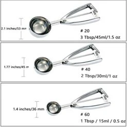 Cookie Scoop Set - Small/1 Tablespoon, Medium/2 Tablespoon, Large/3 Tablespoon - Ice Cream Scoop Set, 18/8 Stainless Steel Dough Scoop Cupcake Scoop Melon Baller -KitchenAid Shop 51C5KCAo3qL