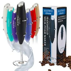 Bistro@Home Milk Frother Handheld, Frother For Coffee Drink Mixer Milk Foamer, Milk Frothers (Black)