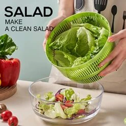Salad Spinner Large 5.58Qt, Lettuce Spinner With Secure Lid Lock & Rotary Handle, Fruits Spinner Dryer Vegetable Washing Dryer Quick Dry Design BPA Free -KitchenAid Shop 51CBbaqFoGL