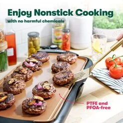 Bella Electric Ceramic Titanium Griddle, Make 10 Eggs At Once, Healthy-Eco Non-stick Coating, Hassle-Free Clean Up, Large Submersible Cooking Surface, 10.5" X 20", Copper/Black -KitchenAid Shop 51CDiXZjY4L