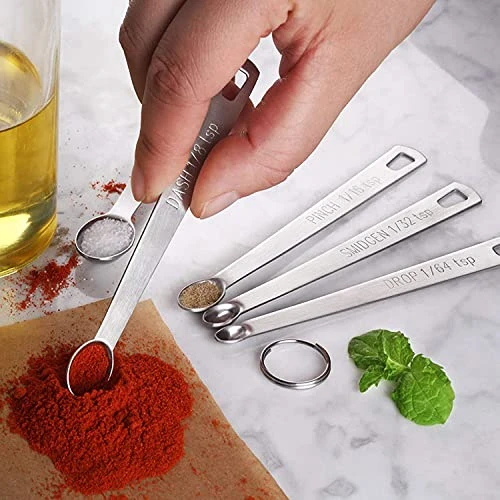 Measuring Spoons Set - Set Of 5 PCS Stainless Steel Mini Measuring Spoons, Teaspoons For Measuring Dry And Liquid Ingredients, Fits In Spice Jars - Tiny Small Measuring Spoons With Hold Ring 8 Measuring Spoons Set - Set Of 5 PCS Stainless Steel Mini Measuring Spoons, Teaspoons For Measuring Dry And Liquid Ingredients, Fits In Spice Jars - Tiny Small Measuring Spoons With Hold Ring - Image 6