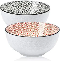 8.3" Large Salad Soup Ramen Bowls, 68 OZ Super Stackable Round Fine Porcelain Cereal Pasta Serving Bowl Sets, 2 Pack - Microwavable Ceramic Bowls - Heat And Cold Resistant Porcelain -KitchenAid Shop 51CHJ1iE2rL. AC