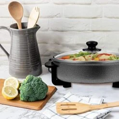 Nstick Electric Skillet - Aluminum Coated Grill Pan & Glass Lid Cover (12-Inch) -KitchenAid Shop 51CaBA0zaaL 1