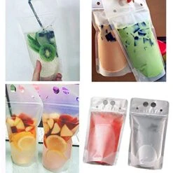 100 Pcs Drink Pouches With Straws, Freezable Drink Bags Juice Pouches, Reclosable Zipper Plastic Clear Reusable Drink Container Sets With Straw For Adults Cold & Hot Drinks 9 100 Pcs Drink Pouches With Straws, Freezable Drink Bags Juice Pouches, Reclosable Zipper Plastic Clear Reusable Drink Container Sets With Straw For Adults Cold & Hot Drinks -KitchenAid Shop 51CcwV184uL