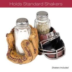Xcello Global Products Baseball & Football Sports Salt And Pepper Shaker Set: Unique Vintage Kitchen Decor Includes Glass Salt & Pepper Shakers With Stainless Steel Lids