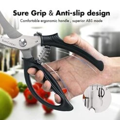 Poultry Shears, Heavy Duty Kitchen Shears With Anti-Slip Handle & Safety Lock, Poultry Scissors For Meat, Chicken, Bone, Poultry, Spring Loaded, Dishwasher Safe (Black) 14 Poultry Shears, Heavy Duty Kitchen Shears With Anti-Slip Handle & Safety Lock, Poultry Scissors For Meat, Chicken, Bone, Poultry, Spring Loaded, Dishwasher Safe (Black) -KitchenAid Shop 51Cqbfb5OeL