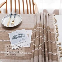 Cotton Washable Tablecloth With Tassel Wrinkle Free Outdoor & Indoor Dining Table Cover (55x87 Inch, Brown) -KitchenAid Shop 51CrNl8puXL