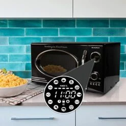 RMO4BK Retro 0.9 Cubic Foot 800-Watt Countertop Microwave Oven, 5 Power Levels And 12 Cook Settings, LED Display, Jet Black -KitchenAid Shop 51CyR7F9ecL