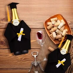 6 Pieces Graduation Wine Coat Bottle Covers Sets, Felt Graduation Gown And Bottle Toppers Doctoral Cap With Tassels Suit For Wine Or Champagne Bottle, Wine Gift Bags For Graduation Party Decor (Black) 18 6 Pieces Graduation Wine Coat Bottle Covers Sets, Felt Graduation Gown And Bottle Toppers Doctoral Cap With Tassels Suit For Wine Or Champagne Bottle, Wine Gift Bags For Graduation Party Decor (Black) -KitchenAid Shop 51CzmvntD7L