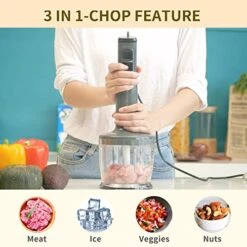 Immersion Hand Blender, 3 In 1, 300 Watts 2 Speeds Multi-purpose With Whisk,Mixing Beaker,Food Chopper Grinder Attachments -KitchenAid Shop 51D2djn1eFL