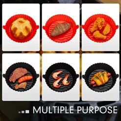 2 Pcs Air Fryer Silicone Pot Air Fryer Oven Accessories Air Fryer Liners Basket Replacement For Flammable Parchment Liner Paper No Need To Clean The Air Fryer For 3 To 5 Qt (Handle Style, Black, Red) -KitchenAid Shop 51D4CMH8AtL