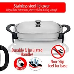 16-Inch Electric Skillet - Rectangular Stainless Steel Pan With Handles And Lid Cover -KitchenAid Shop 51D518UBhAL