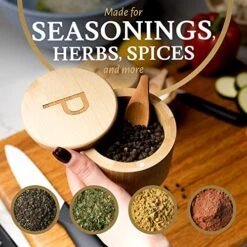 - Salt And Pepper Bowls With Lid, Bamboo Salt And Pepper Cellar With Spoons, Salt And Pepper Holder Engraved With S & P, 3.5 X 3 Inches, Ideal Gifts For Mom & Housewarming Gifts, 6 Oz, Set Of 2 -KitchenAid Shop 51DApwp1fFL