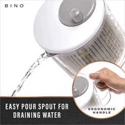 BINO | Salad Spinner - 2.6 Qt | Small Manual Lettuce Spinner With Built-in Draining System | Salad Spinner, Colander, And Water Pitcher In One | Fruit & Vegetable Basket Colander | Kitchen Gadgets -KitchenAid Shop 51DB2oOMRdL