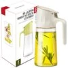 Glass Olive Oil Dispenser, 17oz Oil Pour Bottle With Silicone Non-drip Spout And Auto Flip Cap, Vinegar Cruet For Kitchen And Cooking (White) -KitchenAid Shop 51DBhkSmleL
