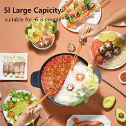 Oydeem Electric Hot Pot With Divider, Large Shabu Shabu Hotpot Pot With Temperature Control, Double Flavor Non-Stick Hot Pot For Family & Party, 5L, 1500W, White -KitchenAid Shop 51DCjpGQzkL