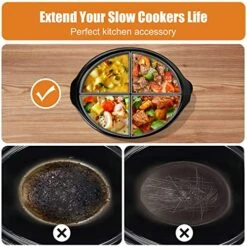 Slow Cooker Divider Liner Fit 6 QT Silicone Slow Cooker Liners, 4 In 1 Reusable Slow Cooker Divider, Leakproof & Easy Clean Dishwasher Safe Cooking Liner For 6 Quart Pot (Grey) -KitchenAid Shop 51DPL8A21QL