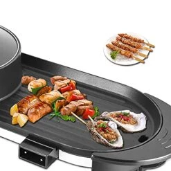 Lectric Hot Pot Grill Combo, 2 In 1 Portable Multifunctional Barbecue Grill Non-stick Teppanyaki Pan Soup, Indoor Outdoor Large Capacity Shabu With Pan -KitchenAid Shop 51DYkiZE5vS