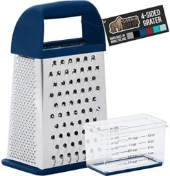 Stainless Steel Box Grater, 4-Sided XL Cheese And Spice Graters With Handle, Slice, Shred, Grate Vegetables, Ginger, Potatoes, Handheld Food Shredder, Zester, Includes Container, Black -KitchenAid Shop 51DeoqIT6LL. AC