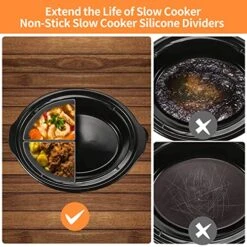 Slow Cooker Divider Insert For 6 QT Crockpot, Reusable And Leak Proof Silicone Slow Cooker Liner,4-in-1 Silicone Divider For Crockpot, Dishwasher Safe Cooking Liner For 6 QT Pot (Gray) 9 Slow Cooker Divider Insert For 6 QT Crockpot, Reusable And Leak Proof Silicone Slow Cooker Liner,4-in-1 Silicone Divider For Crockpot, Dishwasher Safe Cooking Liner For 6 QT Pot (Gray) -KitchenAid Shop 51Dgk3m8gXL