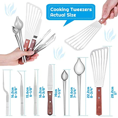 7 Pcs Stainless Steel Kitchen Cooking Plating Tweezers Tongs Drawing Spoons Offset Spatula And Fish Spatula For Food Culinary Plating Decorating 7 7 Pcs Stainless Steel Kitchen Cooking Plating Tweezers Tongs Drawing Spoons Offset Spatula And Fish Spatula For Food Culinary Plating Decorating - Image 5