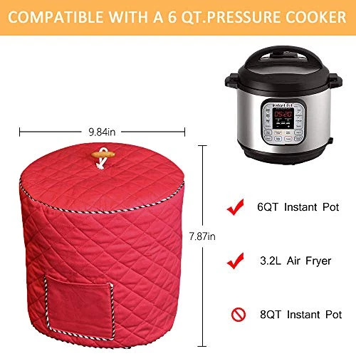 Instant Pot Cover With Wooden Ladle Pocket Pressure Cooker Cover For 6 Quart Instant Pot Dust Proof Covers For Appliances Decorative Appliance Covers With Pocket - Red 4 Instant Pot Cover With Wooden Ladle Pocket Pressure Cooker Cover For 6 Quart Instant Pot Dust Proof Covers For Appliances Decorative Appliance Covers With Pocket - Red - Image 2