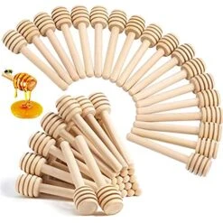 50PCS 8CM Wood Honey Dipper Sticks Honey Stirrer Dispensing Wand For Wedding Party Favors Honey Jar Dispense Drizzle Honey