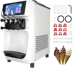 GSEICE Commercial Ice Cream Maker Machine, 10 Inch LCD Touch Screen Dual System Independent Operation, 6.8 To 8.4 Gal/H Soft Serve Ice Cream Machine With Pre-cooling Frequency Conversion 15 GSEICE Commercial Ice Cream Maker Machine, 10 Inch LCD Touch Screen Dual System Independent Operation, 6.8 To 8.4 Gal/H Soft Serve Ice Cream Machine With Pre-cooling Frequency Conversion -KitchenAid Shop 51DlMGlnmhL. AC