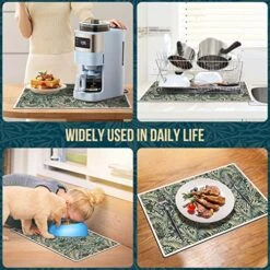 Coffee Bar Mat - Coffee Mat For Countertop 18 * 12 Inch Absorbent And Spill-Proof - Anti-Slip Coffee Bar Accessories - Shock & Noise Absorption For Coffee Machines - Multi-Use -KitchenAid Shop 51Dof47EgGL