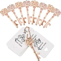 20 PCS Key Bottle Openers,Vintage Skeleton Key Bottle Opener,Wedding Favors Bottle Opener With 20Pcs Tag Cards And 20Pcs Key Chains(Gold) -KitchenAid Shop 51DryTanOSL. AC 1