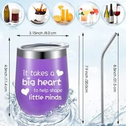 6 Pieces Thank You Gift Idea For Teachers, Teacher Graduation Appreciation Coffee Mug For Women Men Preschool Elementary Teacher, 12oz Wine Tumbler And Lids Straws Brushes (Simple Purple) 16 6 Pieces Thank You Gift Idea For Teachers, Teacher Graduation Appreciation Coffee Mug For Women Men Preschool Elementary Teacher, 12oz Wine Tumbler And Lids Straws Brushes (Simple Purple) -KitchenAid Shop 51DwLqddH6L