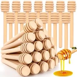 20Pcs Honey Dipper Sticks - Wooden Honey Dipper, 3 Inch Mini Honeycomb Stick, Honey Stirrer Stick For Honey Jar Dispense Drizzle Honey And Wedding Party Gift