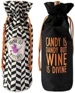 E-Living Halloween Wine Bottle Covers, Orange & Green Spider Cape W/Black Witch Outfit -KitchenAid Shop 51E2o2SzXCL. AC