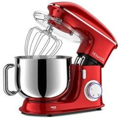 8.5QT Stand Mixer, 660W 6+P Speed Tilt-Head, Electric Kitchen Mixer With Dishwasher-Safe Dough Hook, Beater, Wire Whip & Pouring Shield (8.5 QT, Red)
