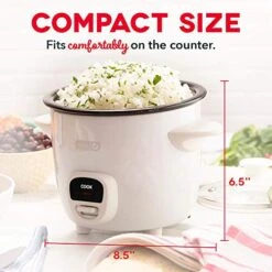 Dash Ash DRCM200GBWH04 Mini Rice Cooker Steamer With Removable Nonstick Pot, White & DMW001WH Machine For Individual, Paninis, Hash Browns, & Other Mini Waffle Maker, 4 Inch, White -KitchenAid Shop 51EFEolFW4L