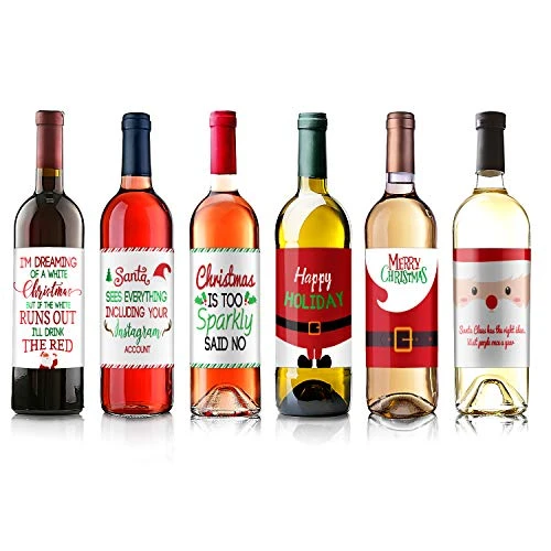 12 Pieces Christmas Wine Label Bottle Stickers Xmas Wine Bottle Cover Gift Set For Christmas Party Holiday Decor Supplies, 6 Styles ( Santa Claus Style) 5 12 Pieces Christmas Wine Label Bottle Stickers Xmas Wine Bottle Cover Gift Set For Christmas Party Holiday Decor Supplies, 6 Styles ( Santa Claus Style) - Image 3