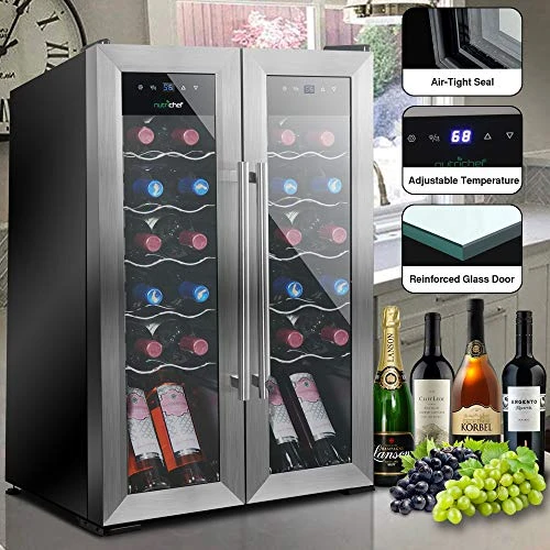 PKCWC24 Cooler For White And Red Wines Chiller, Freestanding Compact Countertop Mini Fridge W/Digital Control, 24 Bottle Dual Zone-Stainless Steel 6 PKCWC24 Cooler For White And Red Wines Chiller, Freestanding Compact Countertop Mini Fridge W/Digital Control, 24 Bottle Dual Zone-Stainless Steel - Image 4