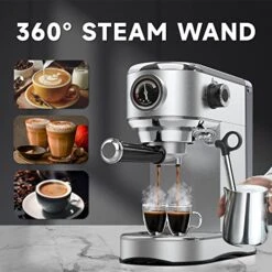 Spresso Machine, Expresso Coffee Machines With Steamer, Cappuccino Machine, Upgraded 15 Bar Espresso Machine Maker With Milk Frother For Cappuccino Latte Macchiato, Christmas Coffee Gifts,1450W -KitchenAid Shop 51EILOFBjqL