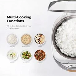 CR-0632F | 6-Cup (Uncooked) Micom Rice Cooker | 9 Menu Options: White Rice, Brown Rice & More, Nonstick Inner Pot, Made In Korea | White/Grey