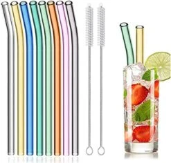 8 Pcs Reusable Glass Straws, 8"x8mm Eco-friendly Drinking Straws For Smoothie, Milkshakes, Tea, Juice, Cocktail Straws, Multi-Color Mixed (8Pcs Bent) 14 8 Pcs Reusable Glass Straws, 8"x8mm Eco-friendly Drinking Straws For Smoothie, Milkshakes, Tea, Juice, Cocktail Straws, Multi-Color Mixed (8Pcs Bent) -KitchenAid Shop 51EK0Y2zzZL. AC