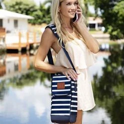 Insulated Wine Carrier With Stainless Steel Glasses | Portable Wine Bag, Nautical Wine Purse | Carrier Case For Wine Accessories- Water Resistant Tote Bag.Picnics-Boating Wine Gifts For Women (Blue) -KitchenAid Shop 51EN9fhYqBL