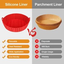 2 Pack Air Fryer Silicone Liners-7.5inch Round Reusable Air Fryer Silicone Basket Liners, Heat Resistant Air Fryer Pot Inserts, Dishwasher Safe, Fits 3 To 5 Qt For Air Fryer Oven Accessories 12 2 Pack Air Fryer Silicone Liners-7.5inch Round Reusable Air Fryer Silicone Basket Liners, Heat Resistant Air Fryer Pot Inserts, Dishwasher Safe, Fits 3 To 5 Qt For Air Fryer Oven Accessories -KitchenAid Shop 51ENm5locwL