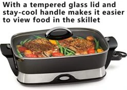 16-inch Electric Foldaway Nonstick Skillet - With Tempered Glass Cover & Stay-cool Handles Allow Skillet To Double As A Buffet Server, Black