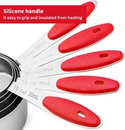 Measuring Spoons And Cups Set Of 10 Pieces, Stainless Steel Measuring Utensils With BPA-Free Silicone Grips, Metal Scale Tools For Kitchen Cooking Baking, Dishwasher-Safe, Red -KitchenAid Shop 51EQYgVdE6L