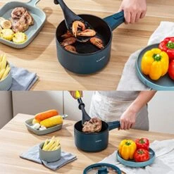 Electric Hot Pot Upgraded, Non-Stick Pan,1.89L Mini Pot For Steak,Fried Rice,with Temperature Control And Steamer - Rapid Noodles Cooker, Ramen, Oatmeal,Soup - Steamer,Egg,Vegetables,Dark Blue -KitchenAid Shop 51ETkzelCPL