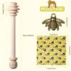 50 Pieces 3 Inch Wooden Honey Dipper Sticks Set Honey Dipper Sticks 50 Pieces Honeybee Charm Pendants 50 Pieces Decorative Bee Wrapping Paper With 30 Meters Jute Hanging Rope For Honey Jar DIY Crafts