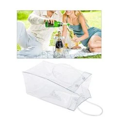 2 Pack Portable Collapsible Clear Ice Wine Bag Pouch Cooler Bag With Handle For Party,Outdoor,Champagne,Cold Beer,White Wine (2) -KitchenAid Shop 51Ejaqq56vL