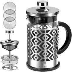 French Press Coffee Maker 12 Ounce Stainless Steel With Borosilicate Glass Heat Resistant 4 Level Filtration System For Brew Coffee & Tea Dishwasher Safe 350ml (12oz, Stainless Black) 24 French Press Coffee Maker 12 Ounce Stainless Steel With Borosilicate Glass Heat Resistant 4 Level Filtration System For Brew Coffee & Tea Dishwasher Safe 350ml (12oz, Stainless Black) -KitchenAid Shop 51EkbE56slL. AC