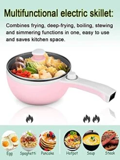 Electric Hot Pot Nonstick Mini - 1.5L Electric Fondue Pot - With Power Adjustment, Pink (Egg Rack Included), Nozaya -KitchenAid Shop 51EzOJMTuQL